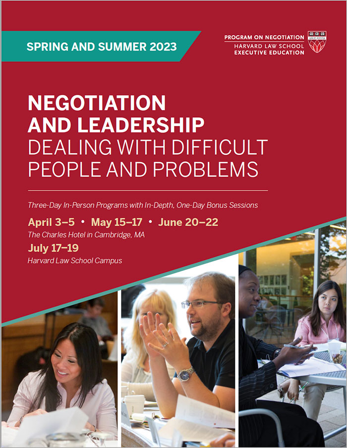 Negotiation And Leadership Spring And Summer 2023 Program Guide - PON ...